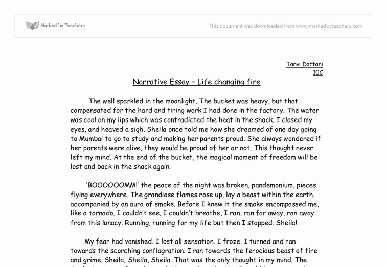 Narrative Writing Examples College Level New Narrative Essay 1 Gcse English Marked by Teachers