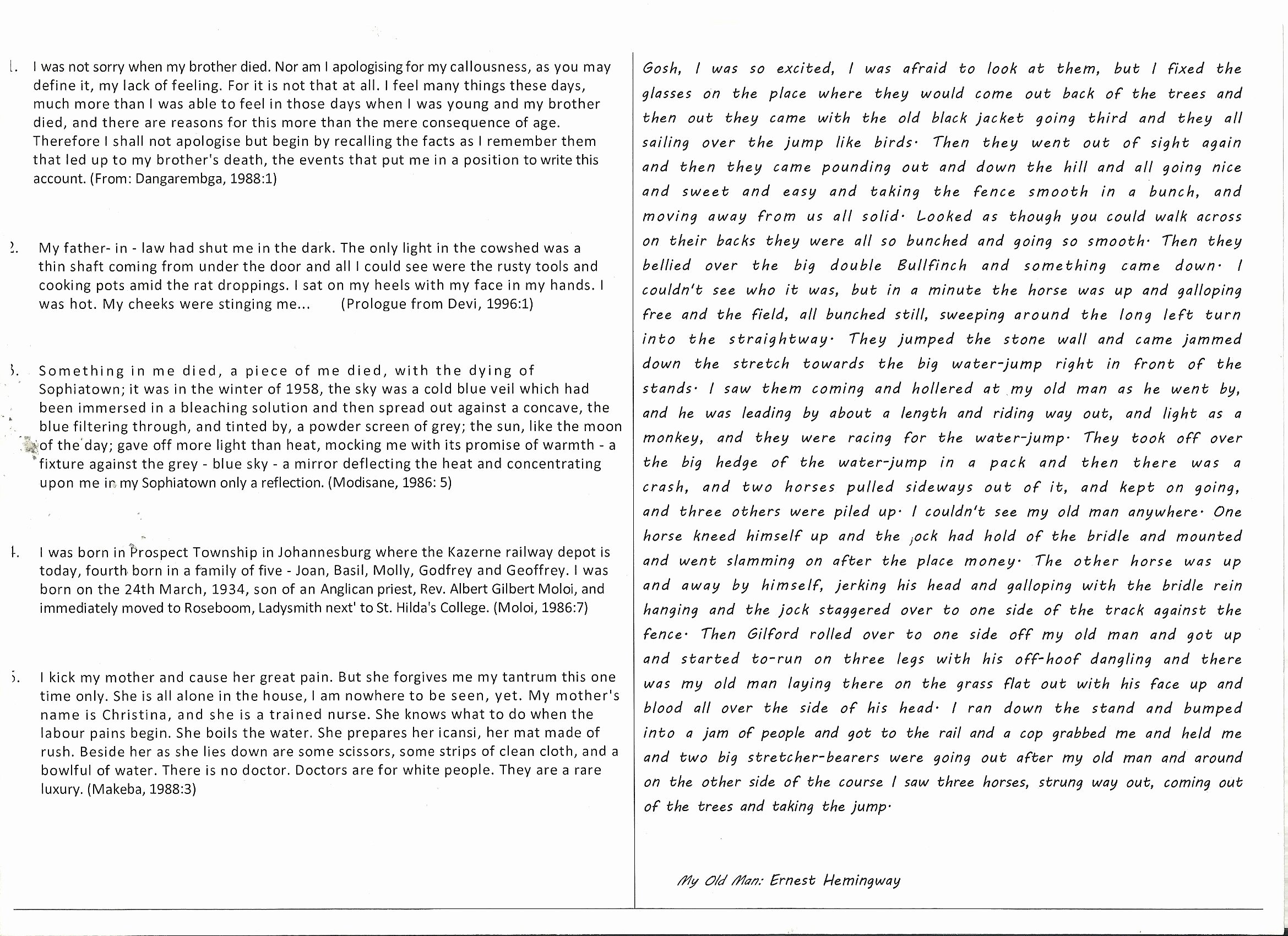 Narrative Writing Examples College Level