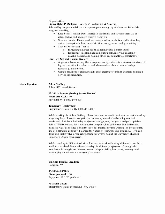 National Honor society Resume Beautiful Cole Cromer Extended Resume