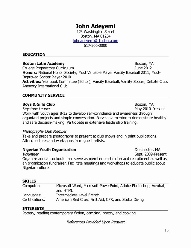 National Honor society Resume Unique Teenlife Guide to Writing Resumes