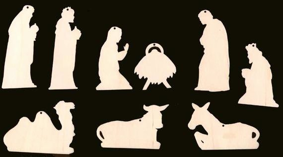 Nativity Scene Silhouette Pattern Best Of 9 Piece Set Nativity Scene Christmas ornament with Holes