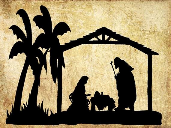 Nativity Scene Silhouette Pattern Free New Nativity Silhouettenativity Artnativity Scene Christmas