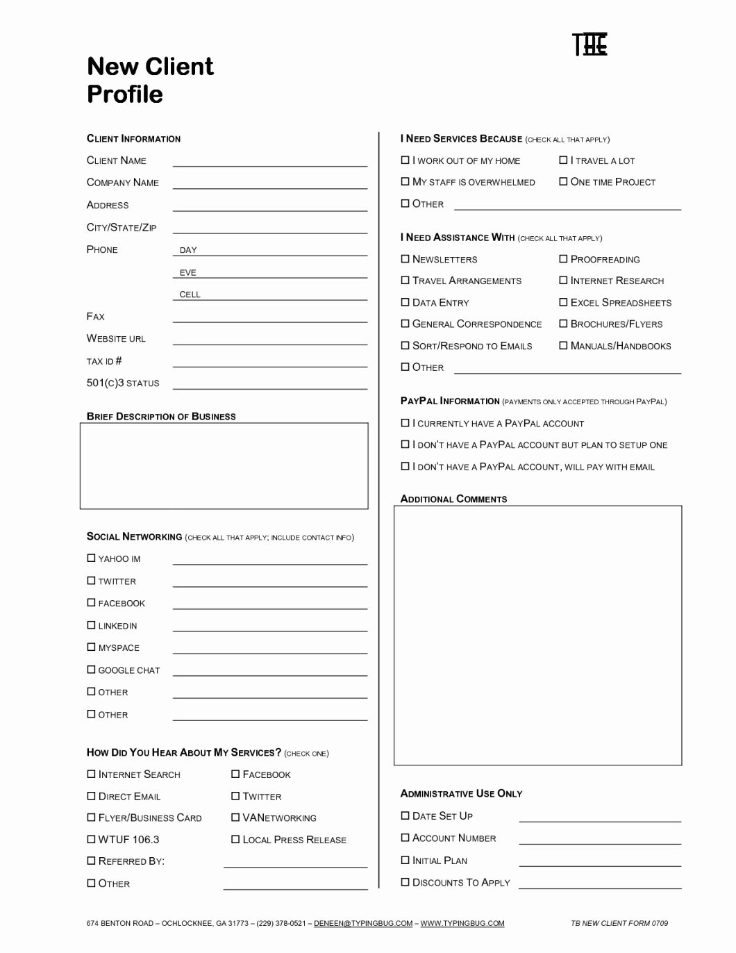 New Client form Template Inspirational Interior Design Client Profile form