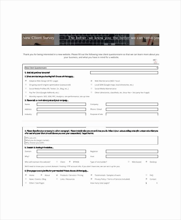 New Client form Template Luxury Client Survey Template 7 Free Word Pdf Documents