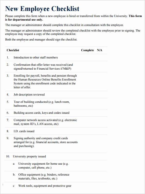 New Employee Checklist Template Excel Awesome 26 Hr Checklist Templates Free Sample Example format