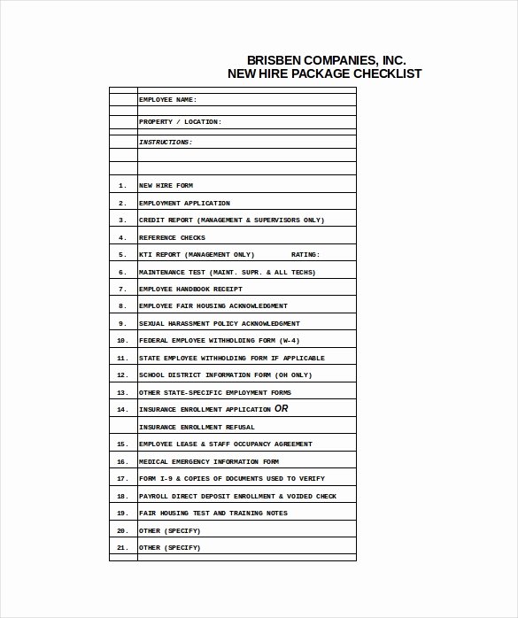 New Employee Checklist Template Excel Best Of New Hire Checklist Template 17 Free Word Excel Pdf