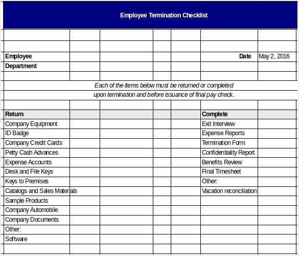New Employee Checklist Template Excel Fresh Termination Checklist Template 19 Free Word Excel Pdf