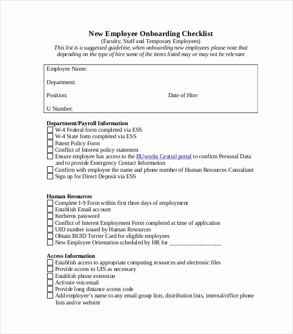 New Employee Checklist Template Excel Lovely Boarding Checklist Template 17 Free Word Excel Pdf