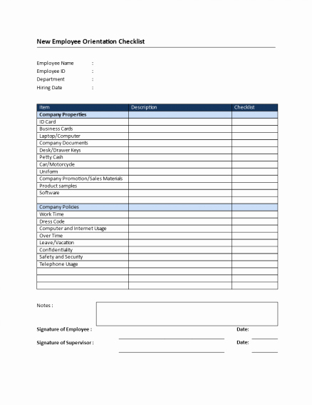 New Employee Checklist Template Excel Luxury New Employee Checklist Templates Sample Training Template