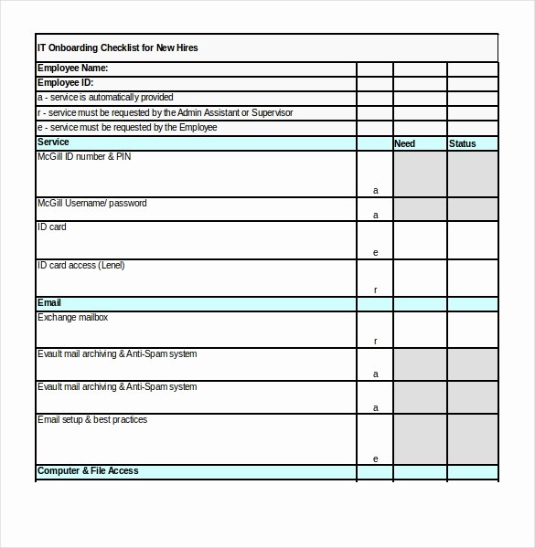 New Employee Checklist Template Excel New Boarding Checklist Template 17 Free Word Excel Pdf