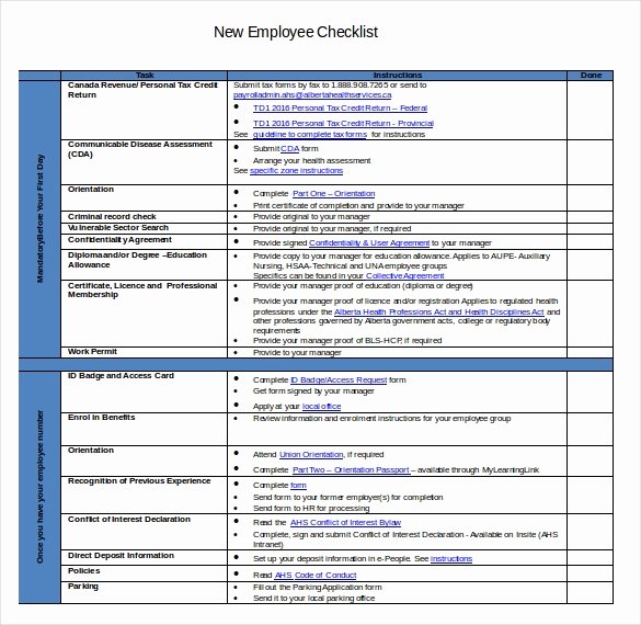 New Employee Checklist Template Excel New New Hire Checklist Template 17 Free Word Excel Pdf