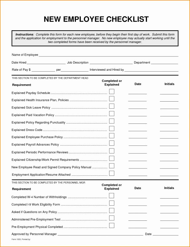 New Employee Checklist Template Excel New New Hire Checklist Template