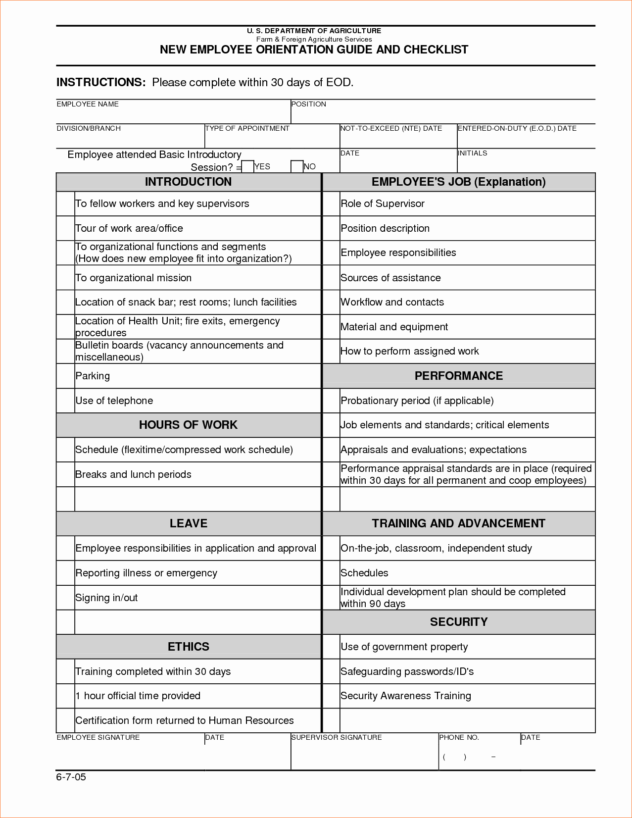 New Employee Checklist Template Excel New orientation Checklist Template