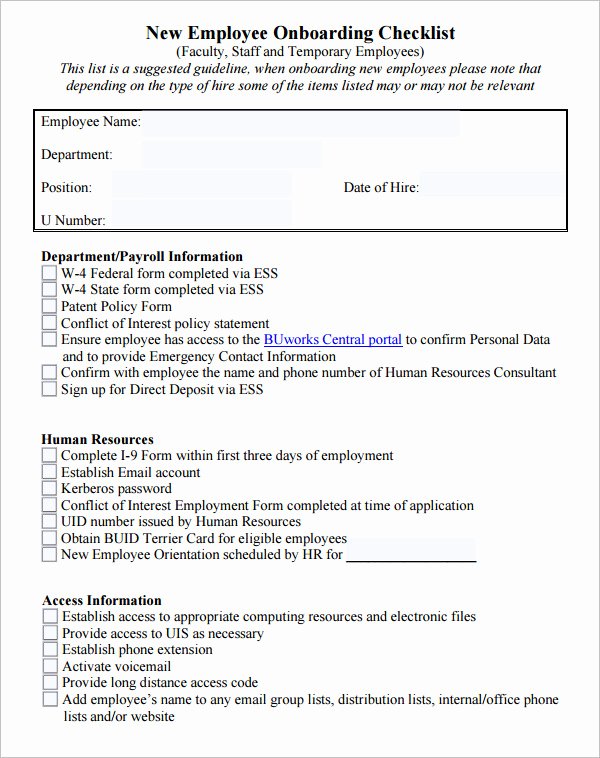 New Employee Checklist Template Excel Unique 26 Hr Checklist Templates Free Sample Example format