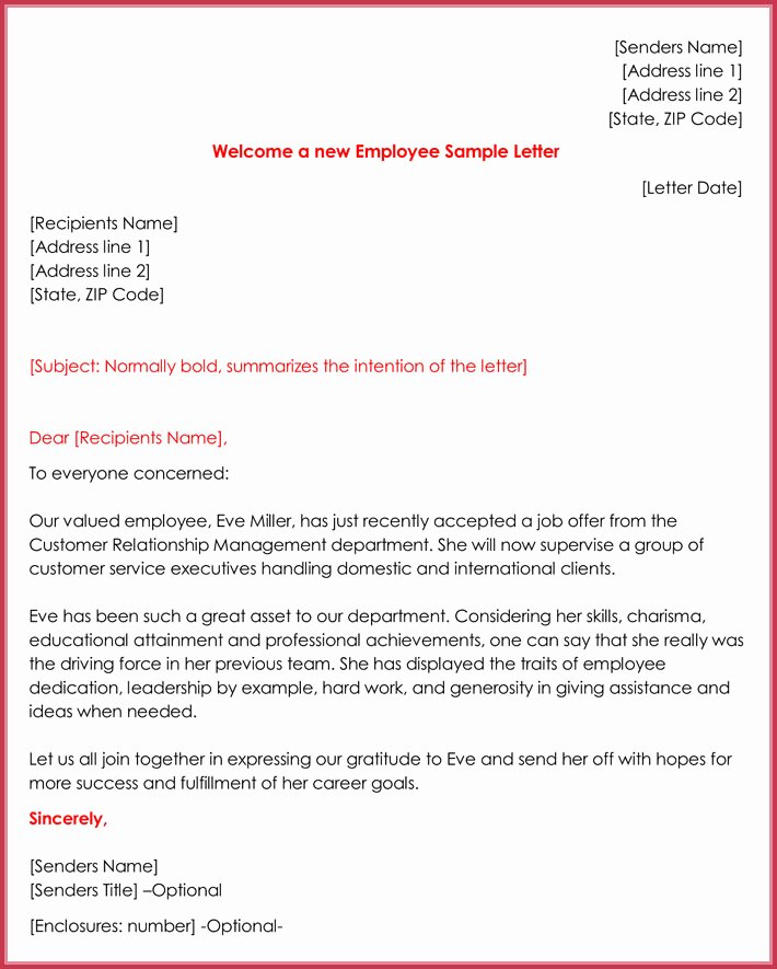 New Employee Welcome Packet Template Fresh Wel E Letter Templates 20 Printable Samples &amp; formats