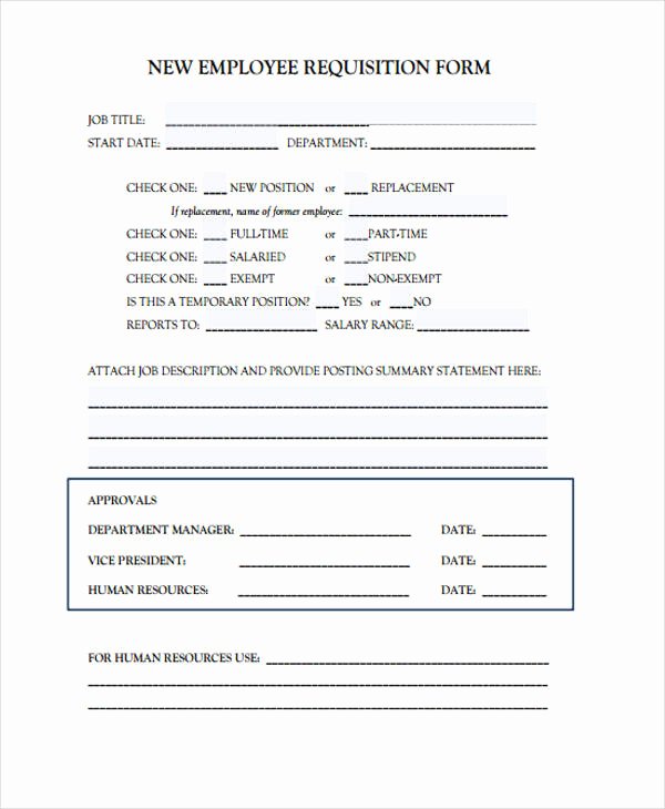 New Hire Requisition form Beautiful 85 Requisition form In Pdf