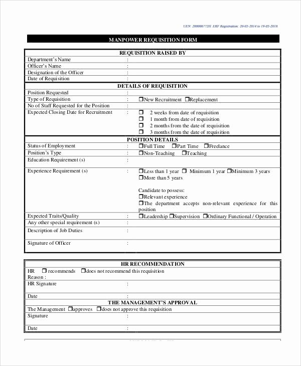 New Hire Requisition form Best Of Requisition form Example