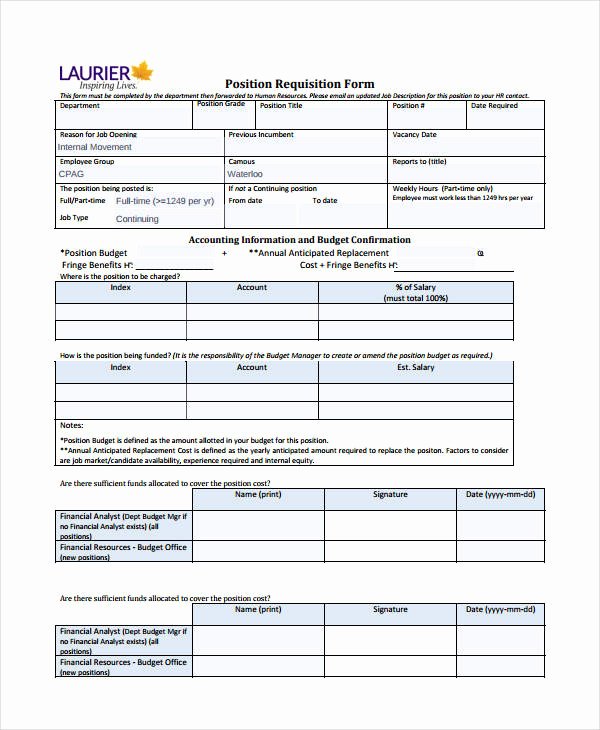 New Hire Requisition form Inspirational Requisition form Template 8 Free Pdf Documents Download