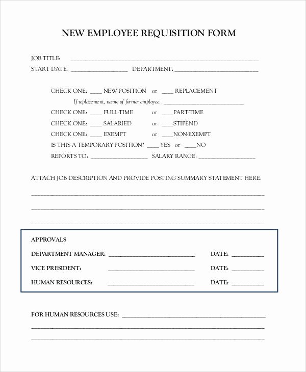 New Hire Requisition form Lovely Requisition form Example