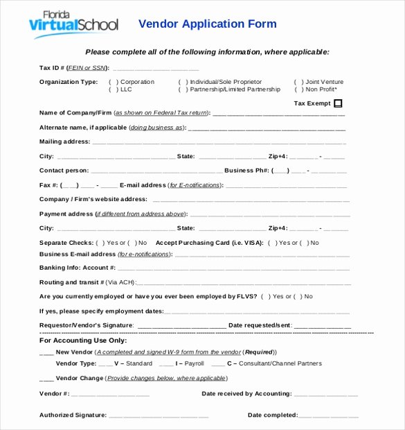 New Vendor Setup form Excel Template Best Of Vendor Application Template – 9 Free Word Pdf Documents