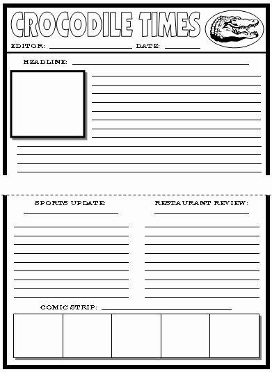 Newspaper Book Report Template Beautiful Enormous Crocodile Lesson Plans Author Roald Dahl