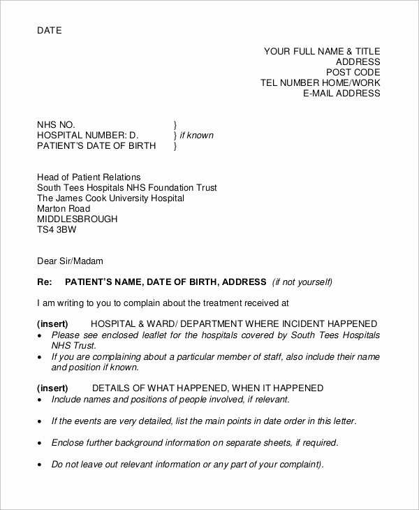 Nhs Acceptance Letter Sample Luxury Reply to Patient Plaint Letter Template