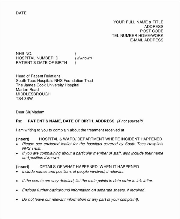 Nhs Acceptance Letter Sample Luxury Reply to Patient Plaint Letter Template