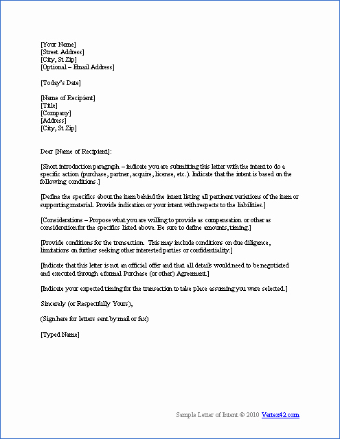 Non Binding Letter Of Intent to Lease Template Beautiful Free Letter Of Intent Template