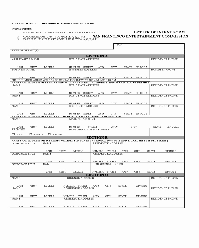 Non Binding Letter Of Intent to Lease Template Elegant Letter Of Intent form San Francisco Edit Fill Sign