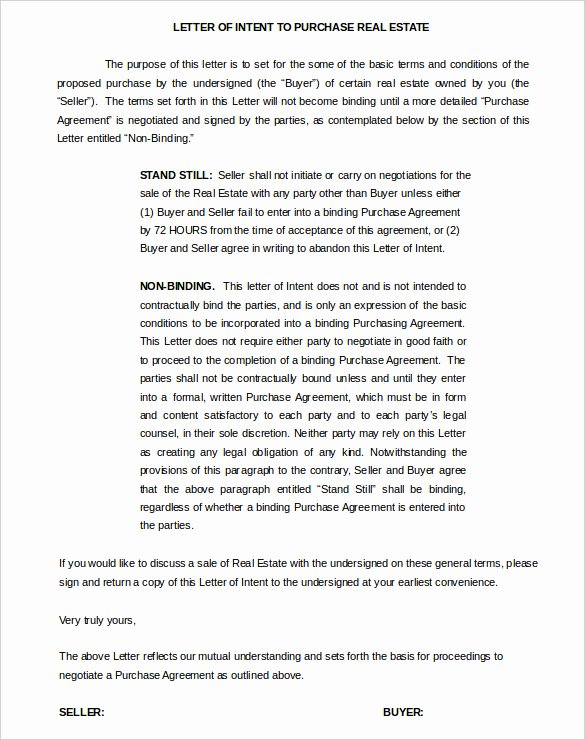 Non Binding Letter Of Intent to Lease Template Lovely 11 Real Estate Letter Of Intent Templates Pdf Doc