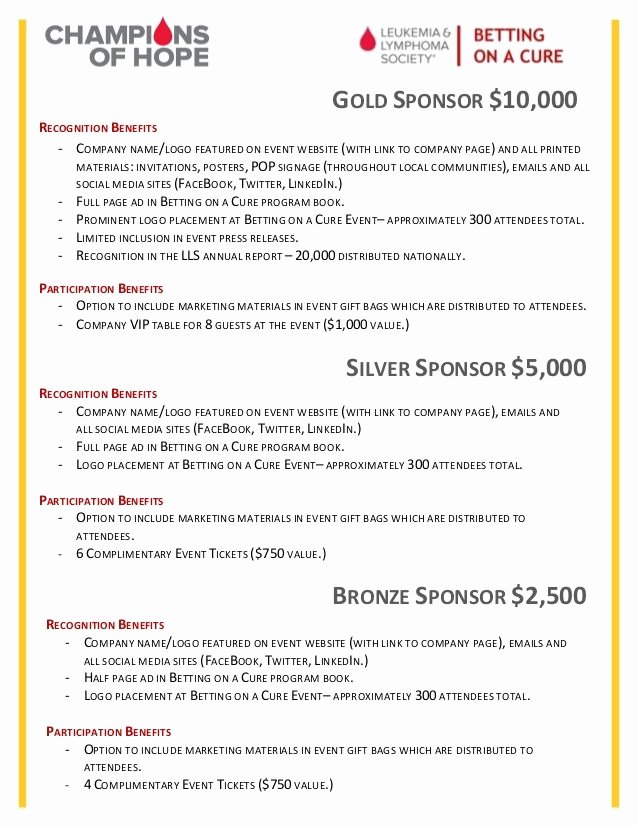 Non Profit Sponsorship Package Template Fresh More for the Levels Info Than the Design