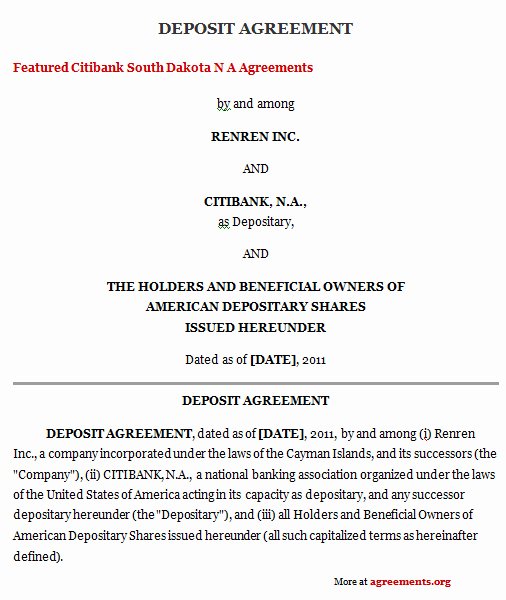 Non Refundable Deposit form Template Inspirational Deposit Agreement Download Word &amp; Pdf