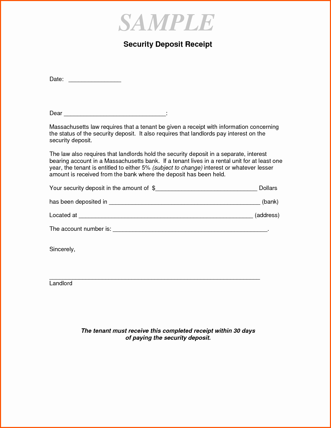 Non Refundable Deposit form Template Lovely 15 Security Deposit Receipt