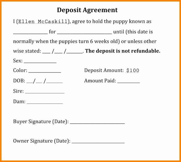 Non Refundable Deposit form Template Luxury 11 Puppy Deposit Contract Steamtraaleren Borgenes