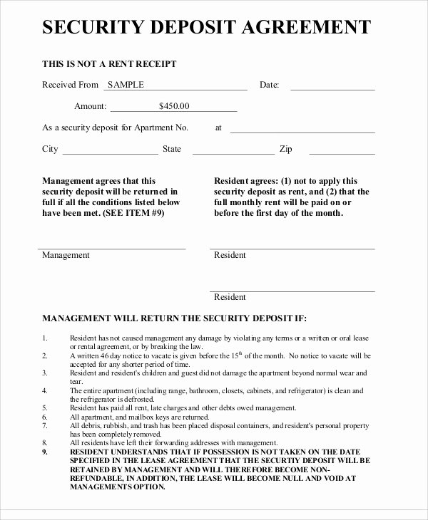 Non Refundable Deposit form Template Luxury Deposit Agreement Template 20 Free Word Pdf format