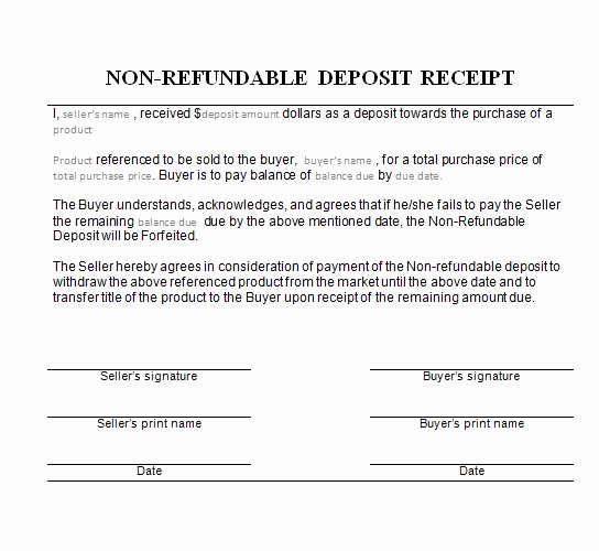 Non Refundable Deposit form Template New Earnest Money Deposit Non Refundable Difference Warrants