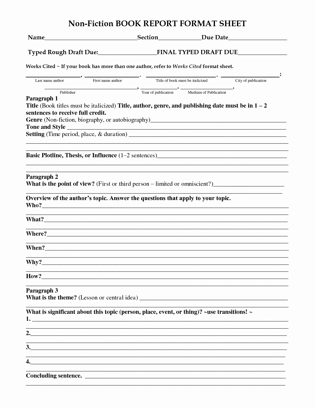 Nonfiction Book Report Template Elegant 8 Best Of Nonfiction Book Report Printables