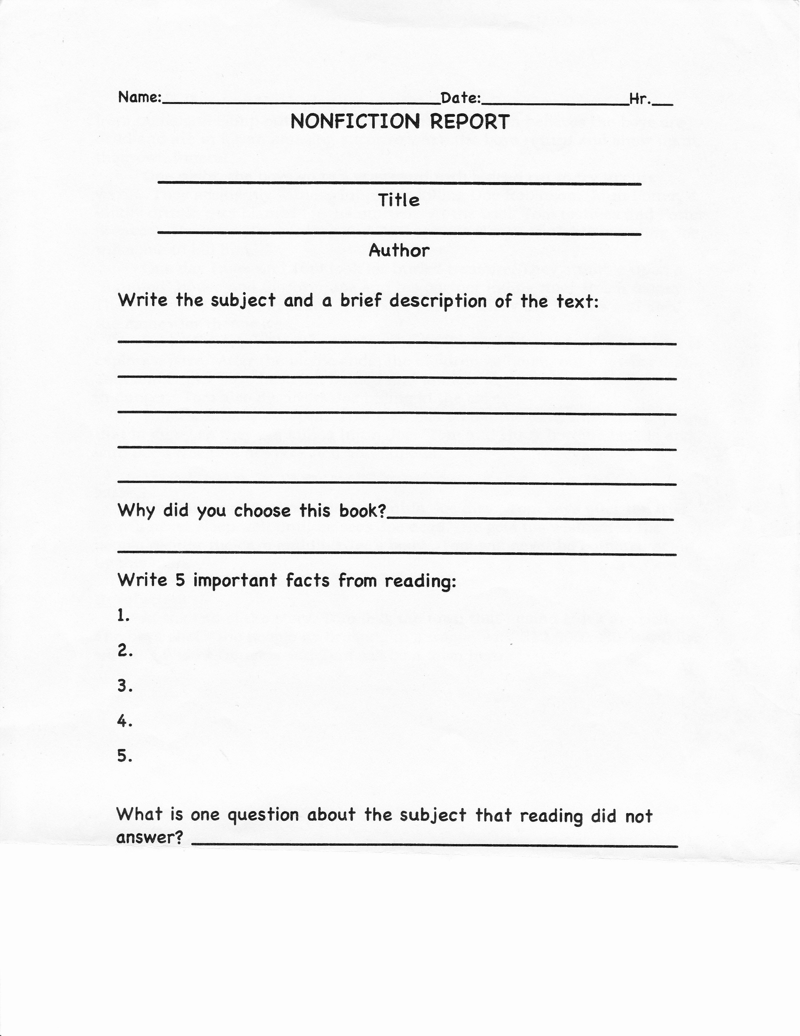 Nonfiction Book Report Template Lovely Image Result for Nonfiction Book Report Template College