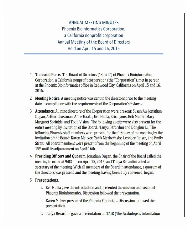 Nonprofit Board Meeting Minutes Template Fresh Non Profit Board Meeting Minutes Template