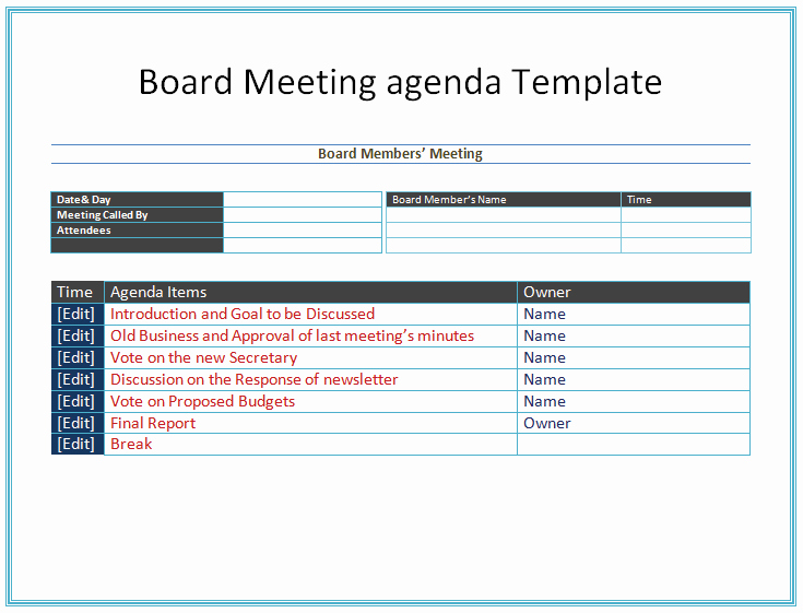 Nonprofit Board Meeting Minutes Template Lovely Board Meeting Agenda Template Easy Agendas