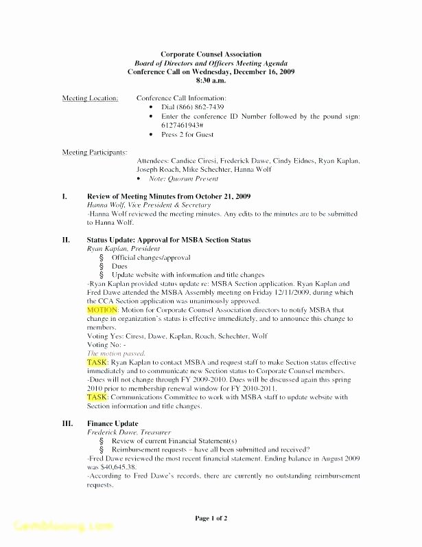 Nonprofit Board Meeting Minutes Template Unique 15 Nonprofit Board Meeting Agenda Template