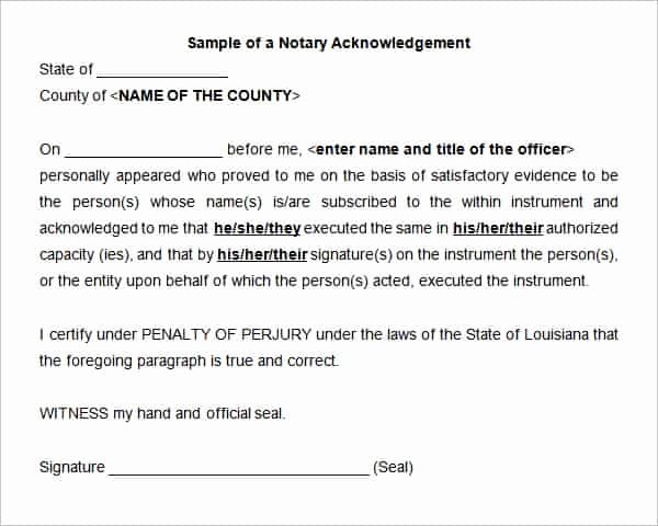 Notary Signature Example Fresh 38 Acknowledgement Letter Templates Pdf Doc