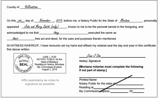 Notary Signature Example Lovely Montana Notary Public Handbook