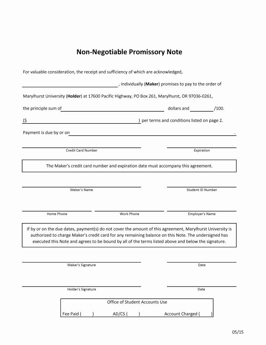 Note Receivable Template Best Of form Promissory Not