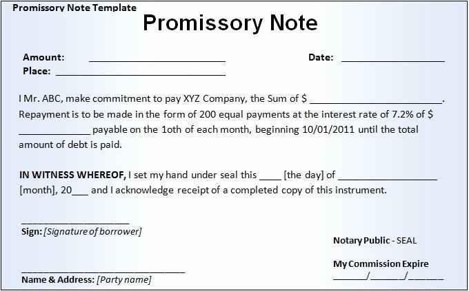 Note Receivable Template Inspirational 20 Promissory Note Templates Google Docs Ms Word