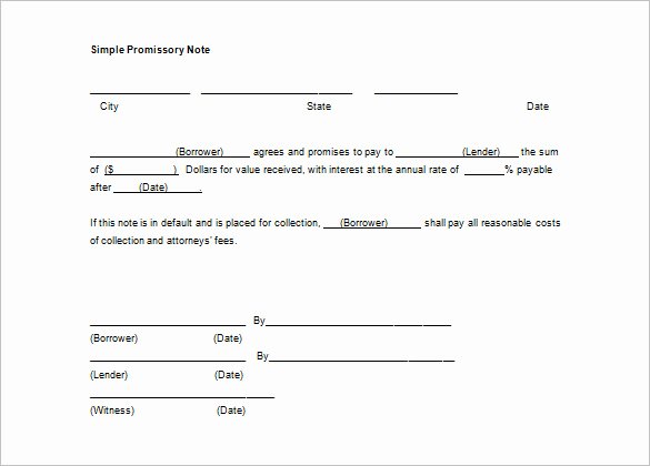 Note Receivable Template Unique form Promissory Not