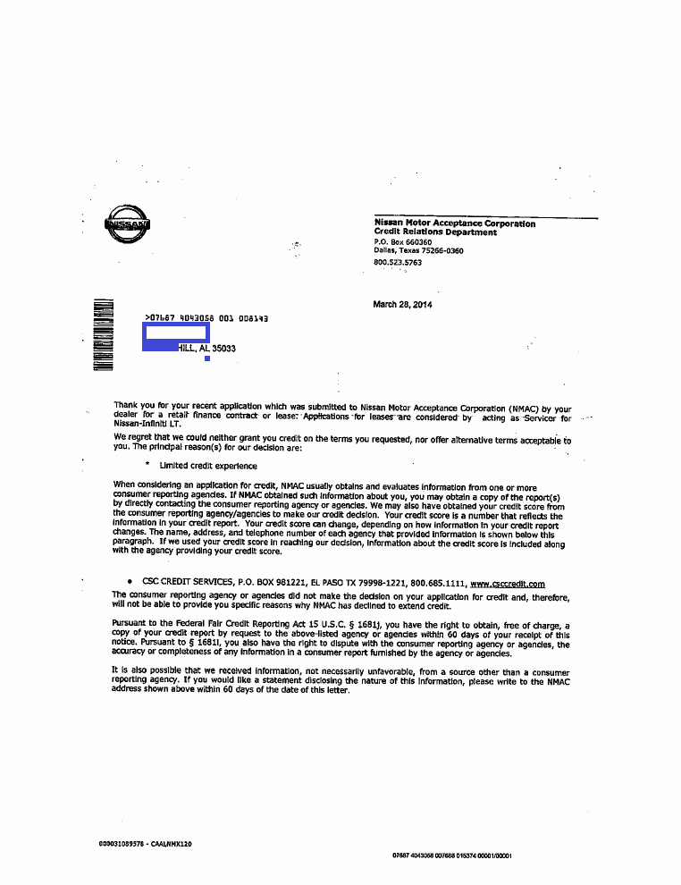 Notice Of Repossession Letter Template Fresh Denial Notice From Nmac Judson E Crump Pc