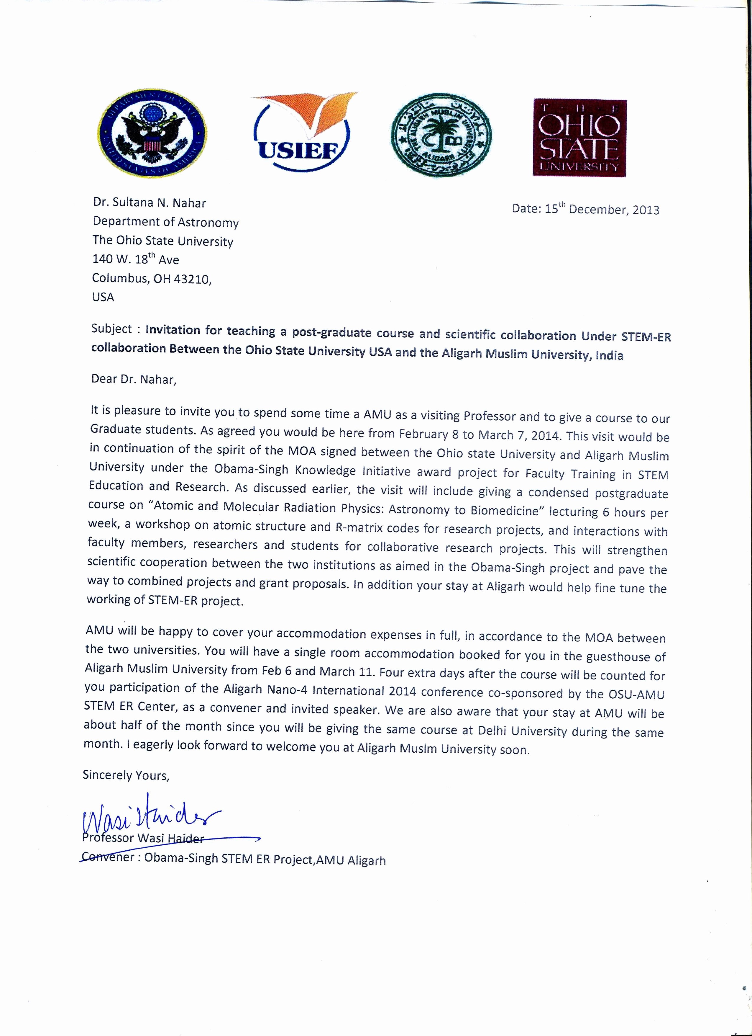 Nsf Letter Of Collaboration Template Unique Research Collaboration Invitation Letter