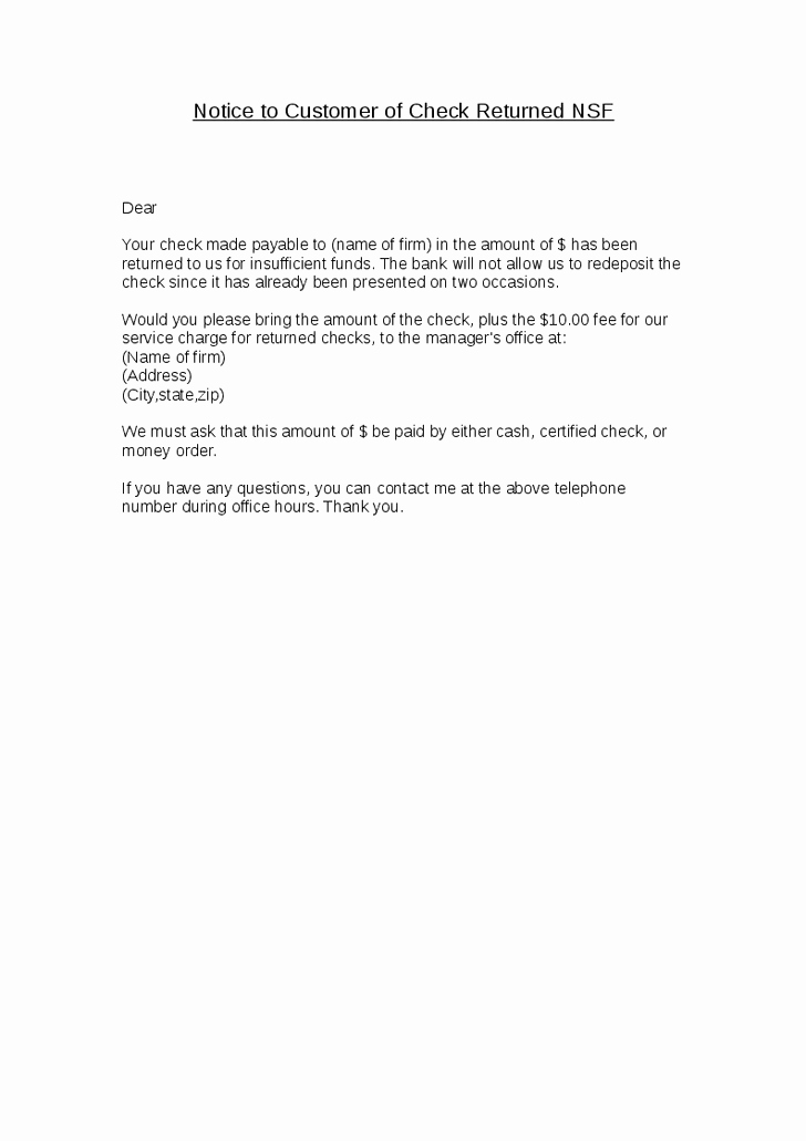 Nsf Letter Template