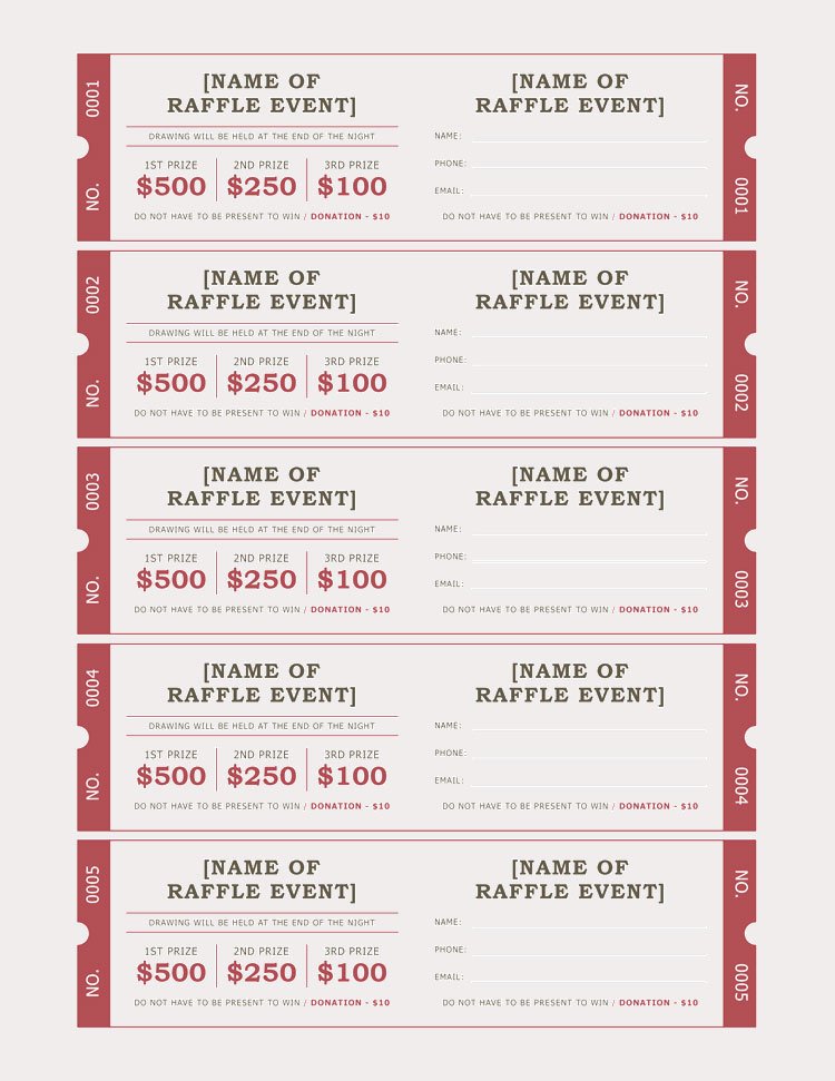 Numbered Raffle Ticket Template Unique 45 Raffle Ticket Templates